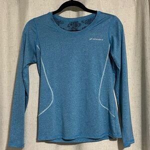 Brooks Women's Blue Long Sleeve Top with Floral Patterned Back